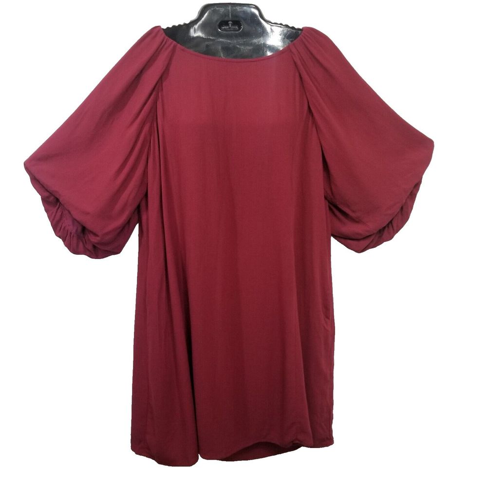 Umgee Floral 3/4 Sleeve Maroon Mix Midi Dress Size Med